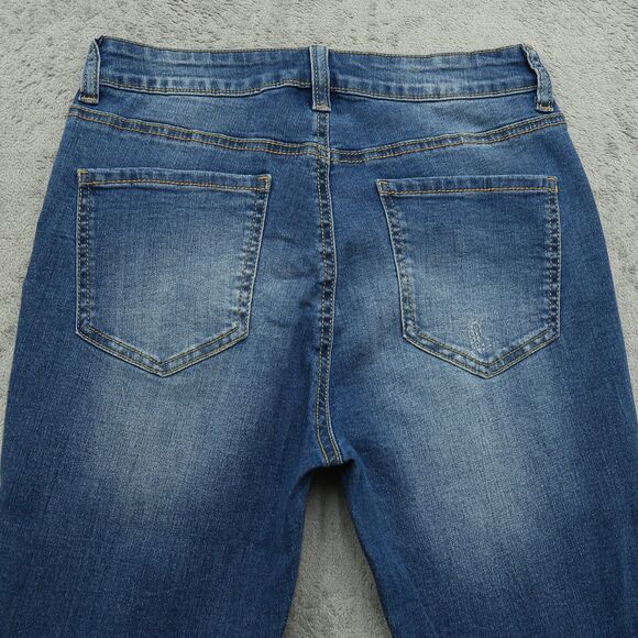 Wax Jeans Junior's Size 7/28 Blue High-Rise Skinny Denim 27" Inseam Distressed - Picture 15 of 16